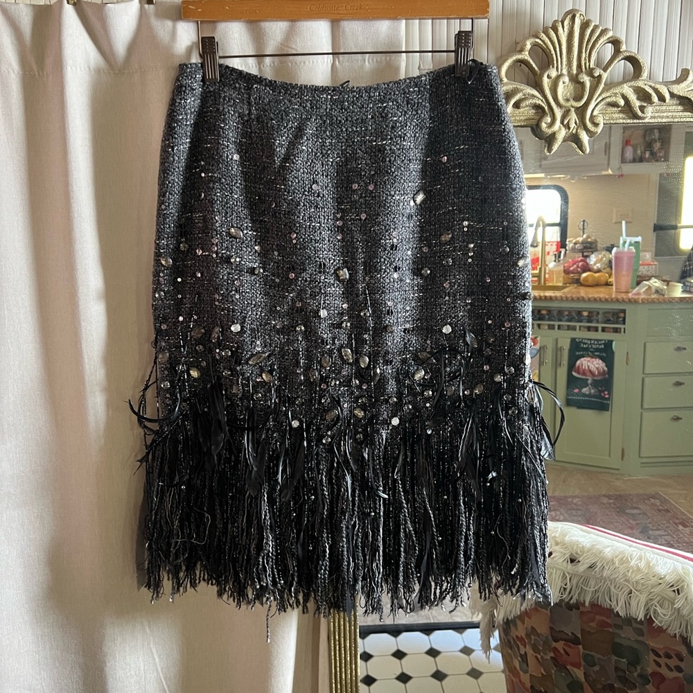 Lafayette 148 New York Black Sequin Pencil Skirt